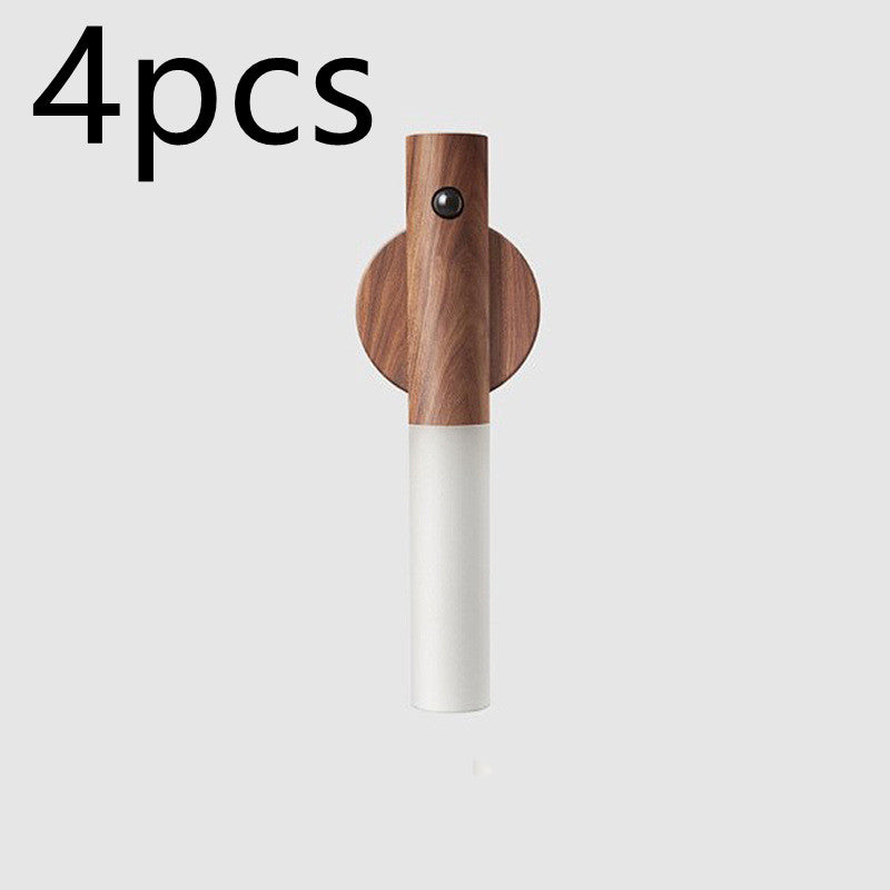 Auto LED USB Magnetisches Holz Kabelloses Nachtlicht Korridore Veranda-Leuchten PIR-Bewegungssensor Wandleuchte Schranklampe