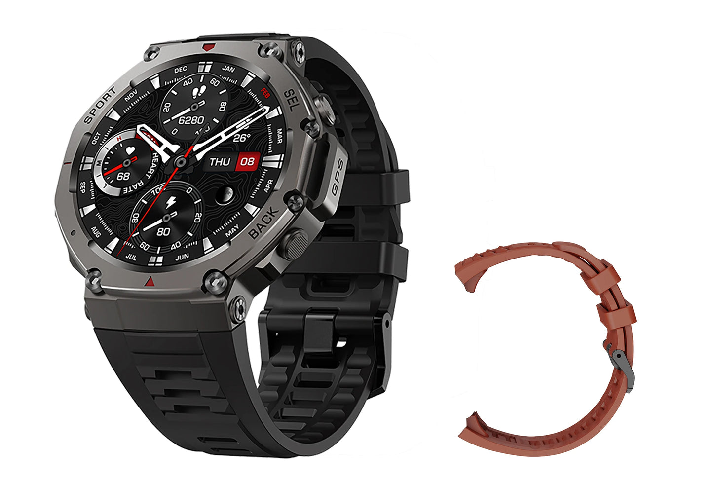 Outdoor Smartwatch β GPS, AMOLED Display, Compass & 5ATM Waterproof