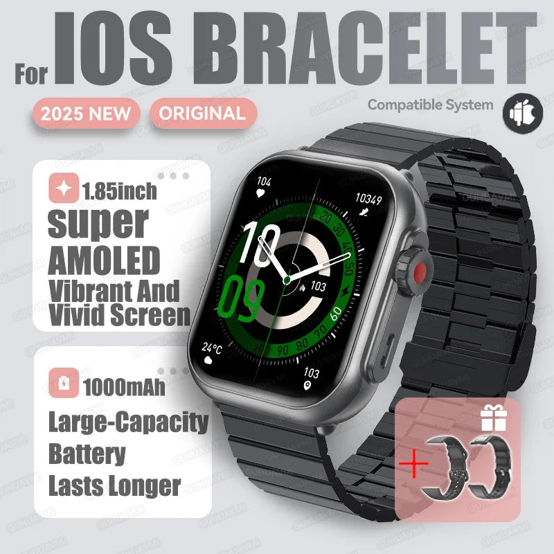 1,85" HD AMOLED Smartwatch mit Bluetooth-Telefonie – IP68 Wasserdichte Full-Touch-Sportuhr für Herren & Damen (2025)