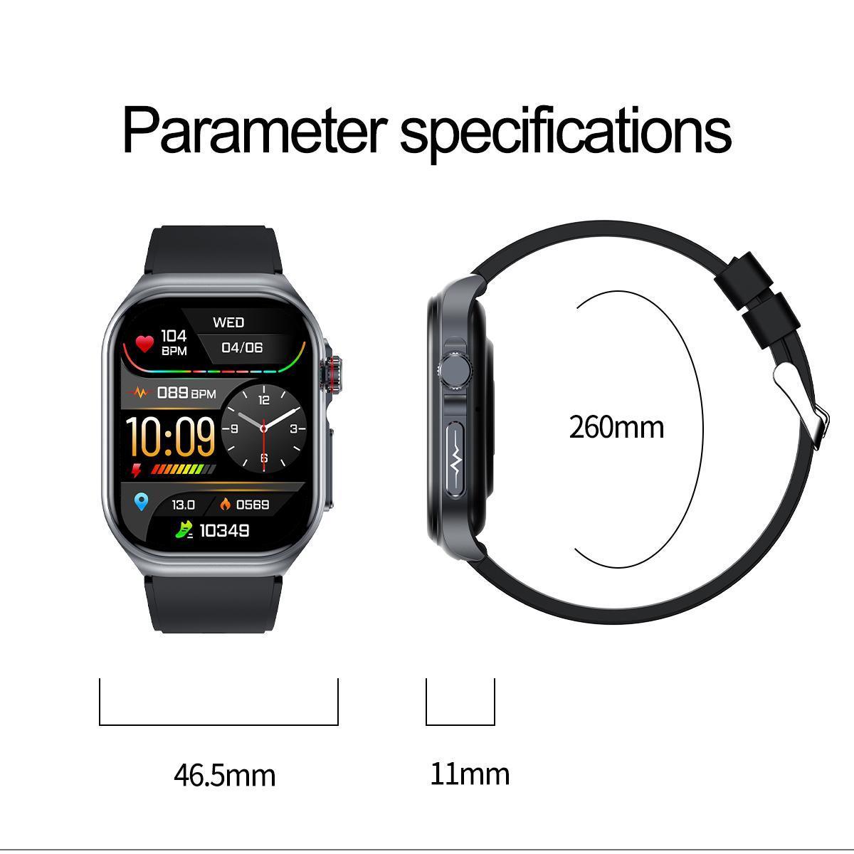 Smartwatch til kvinder og mænd med 2.0" skærm - Vandtæt fitnesstracker med Bluetooth-opkaldsfunktion, 24/7 pulsmåler, søvnmonitor, skridttæller. Mode-gave til hende.