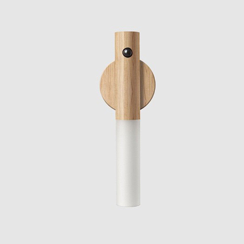 Automatisk LED USB Magnetisk Træ Trådløs Natlys Korridor Verandabelysning PIR Bevægelsessensor Væglampe Skabslampe