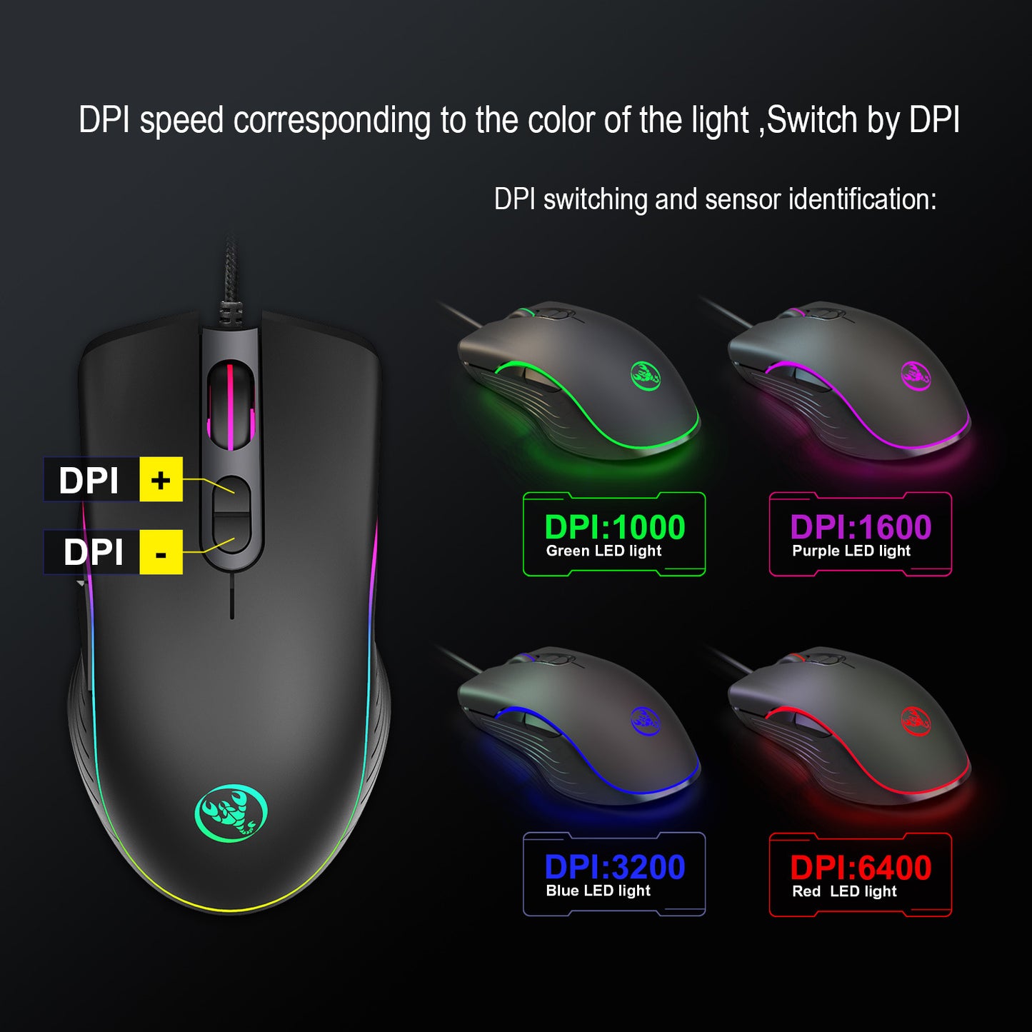 Leuchtende Gaming-Maus Gaming-Kabelmaus