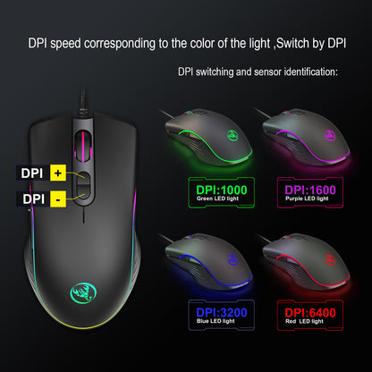 Leuchtende Gaming-Maus Gaming-Kabelmaus