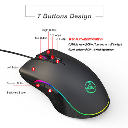 Leuchtende Gaming-Maus Gaming-Kabelmaus