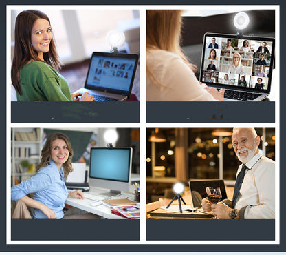 Videokonferenz-Fülllicht 4 Zoll, Computer-Live-Fotografie-Licht, LED-Selfie-Licht, USB-betrieben, runde Kamera-Lampe, dimmbares LED-Ringlicht mit Telefonhalter