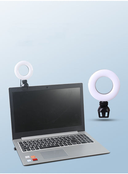 Videokonferenz-Fülllicht 4 Zoll, Computer-Live-Fotografie-Licht, LED-Selfie-Licht, USB-betrieben, runde Kamera-Lampe, dimmbares LED-Ringlicht mit Telefonhalter
