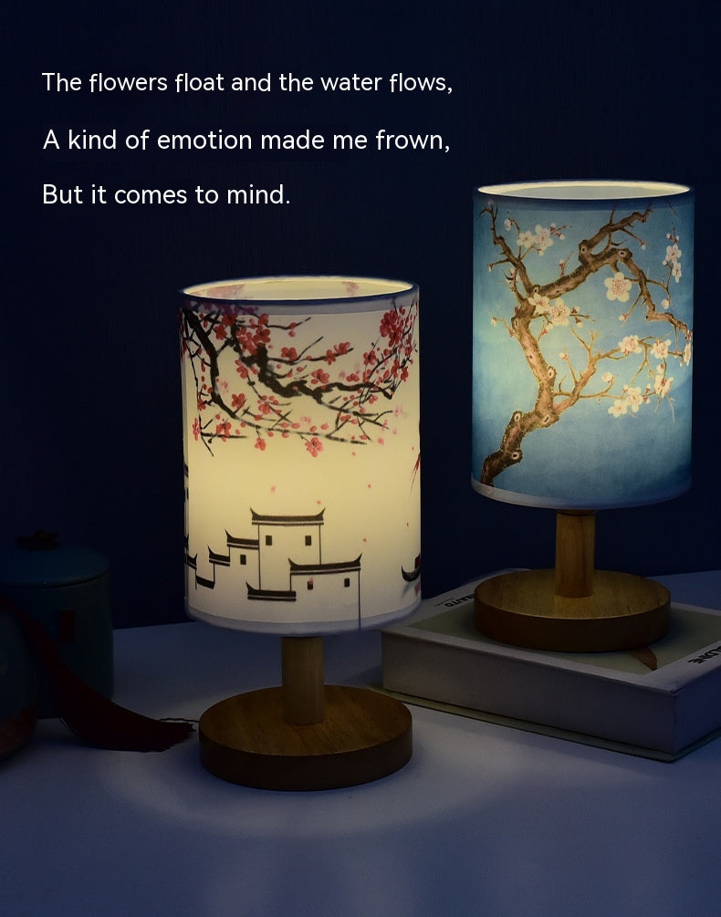 Gemütliche Tischlampe Schlafzimmer Nachttisch Chinesischer Stil Literarische Dekoration B&B Led Nacht Einfach