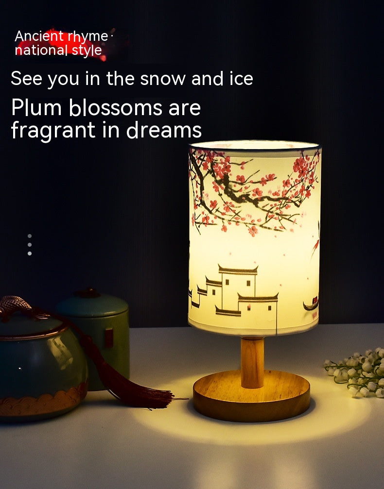 Gemütliche Tischlampe Schlafzimmer Nachttisch Chinesischer Stil Literarische Dekoration B&B Led Nacht Einfach