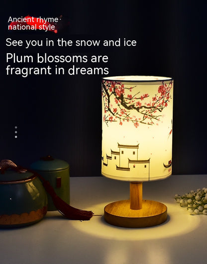 Gemütliche Tischlampe Schlafzimmer Nachttisch Chinesischer Stil Literarische Dekoration B&B Led Nacht Einfach