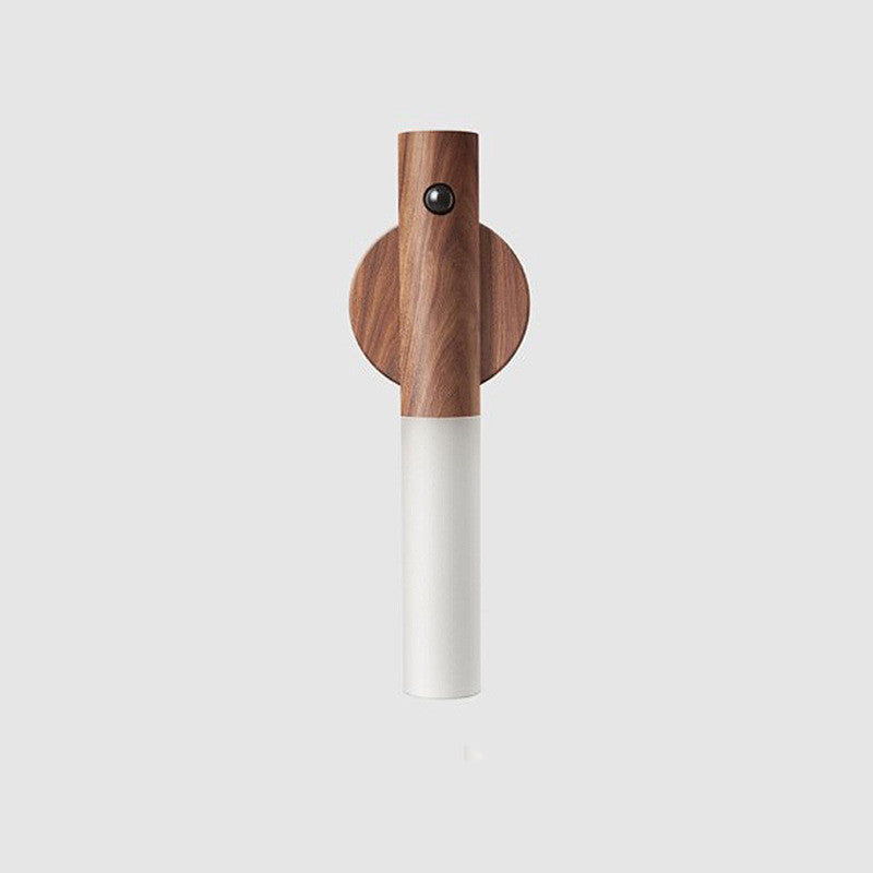 Automatisk LED USB Magnetisk Træ Trådløs Natlys Korridor Verandabelysning PIR Bevægelsessensor Væglampe Skabslampe