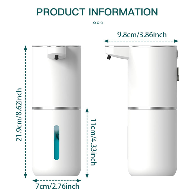Automatisk Sæbedispenser Berøringsfri Skummende Sæbedispenser 380ml Genopladelig via USB Elektrisk Sæbedispenser med 4 Justerbare Skumindstillinger