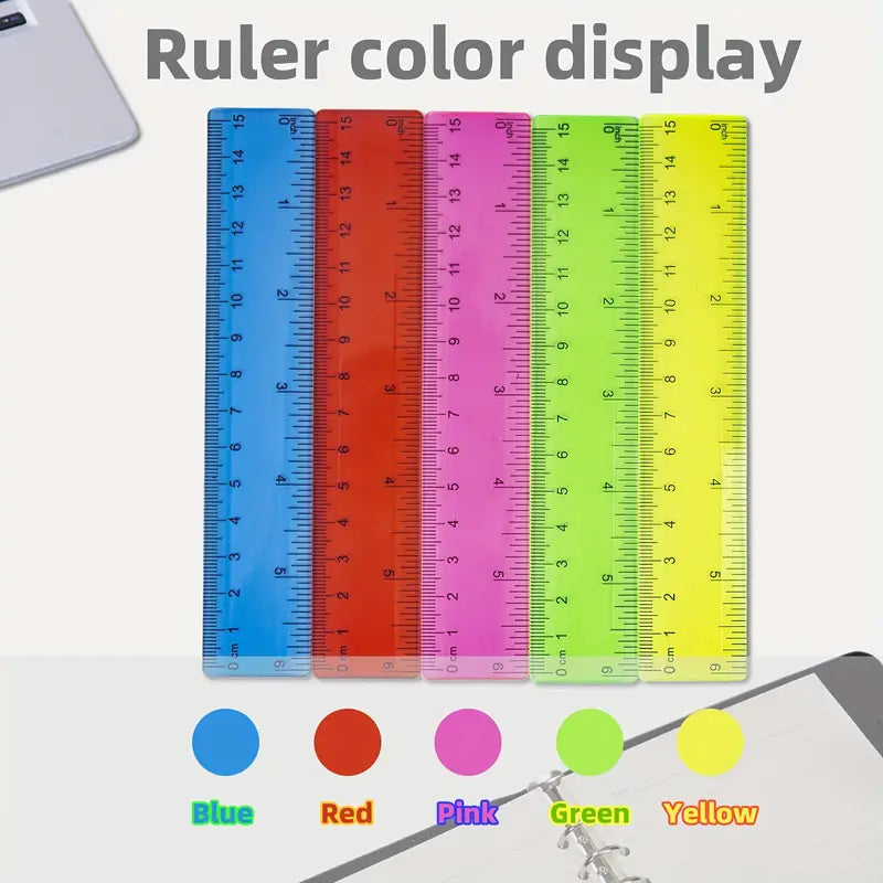 Clear Colorful Plastic Rulers with Precise Scale - 15cm