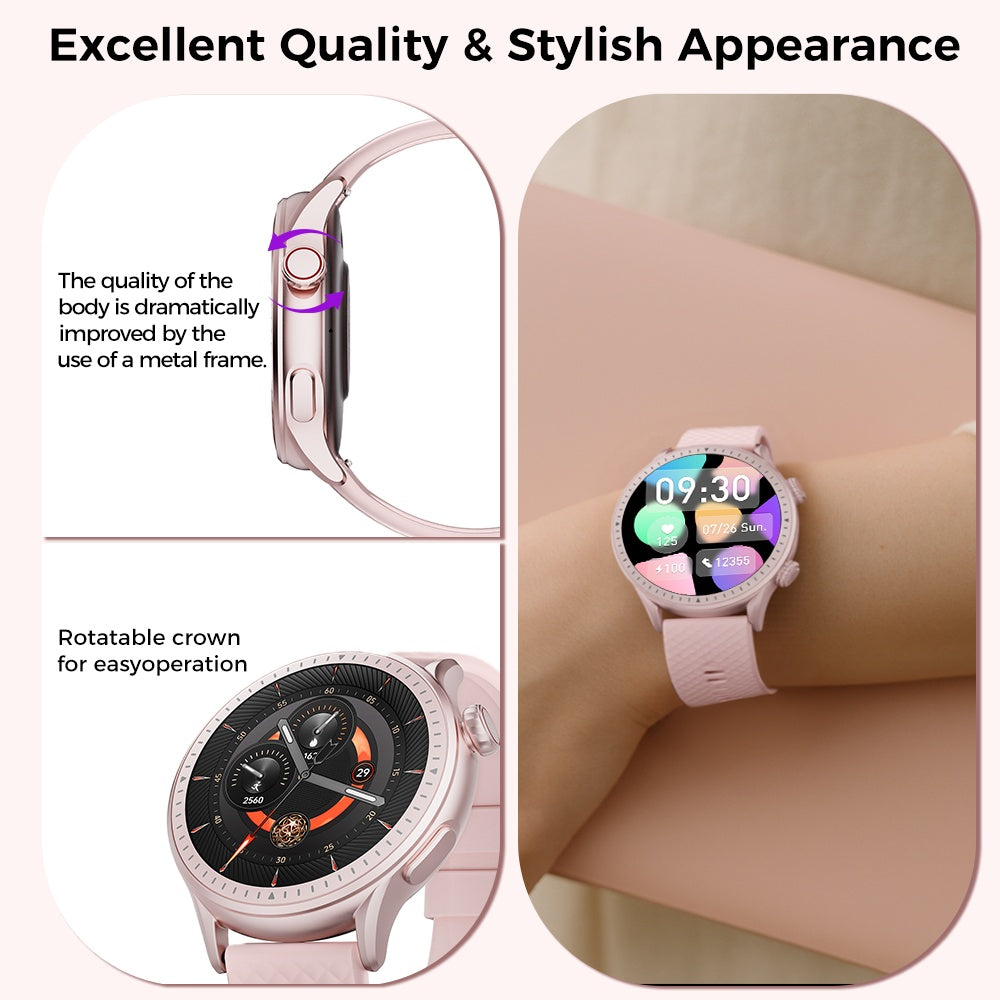 Runde Smartwatch, 1,43 Zoll HD, 3ATM wasserdicht, ausgestattet mit Herzfrequenzerkennung, Schlafüberwachung und Schrittverfolgung, 100 Sportmodi, Bewegungsmonitor, Weihnachtsgeschenke, modische Uhren