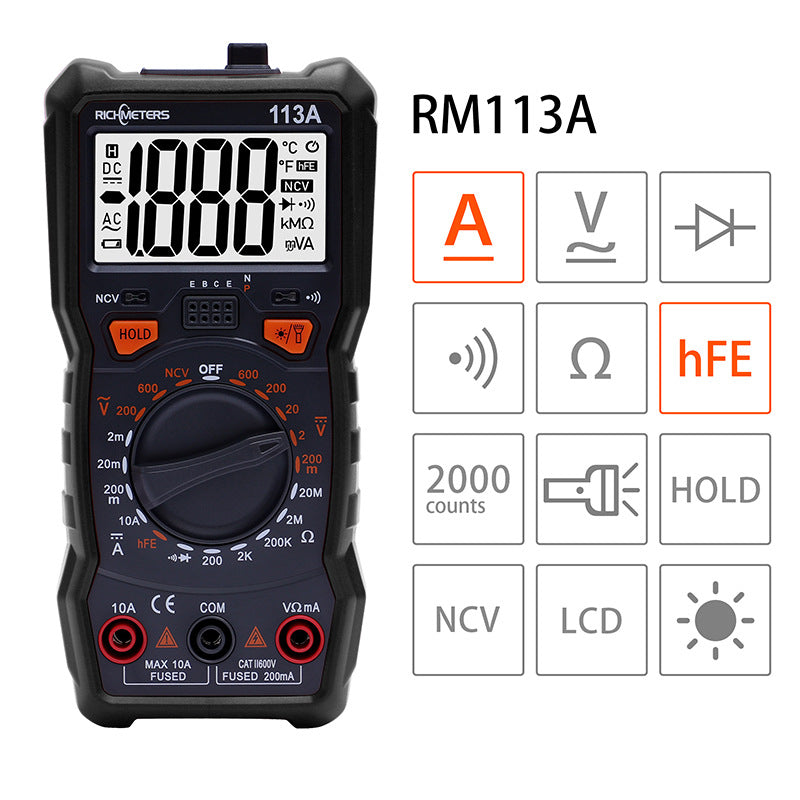 AC/DC Digital Multimeter Spænding/Strøm NCV Professionelt Bærbart Multimeter
