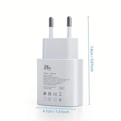 25W Superhurtig oplader 2-i-1 kvikoplader USB A +C