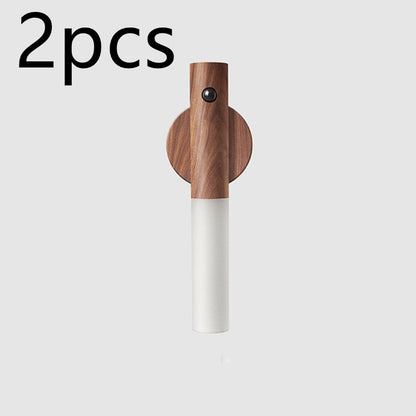 Automatisk LED USB Magnetisk Træ Trådløs Natlys Korridor Verandabelysning PIR Bevægelsessensor Væglampe Skabslampe