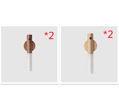 Automatisk LED USB Magnetisk Træ Trådløs Natlys Korridor Verandabelysning PIR Bevægelsessensor Væglampe Skabslampe