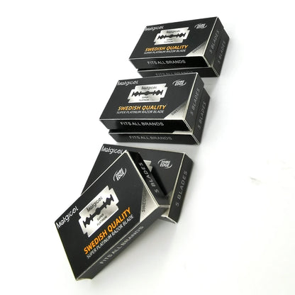 Pack of 100/50/30 Stainless Steel Double-Edge Razor Blades – For Folding Knife, Shaving & Hair Removal