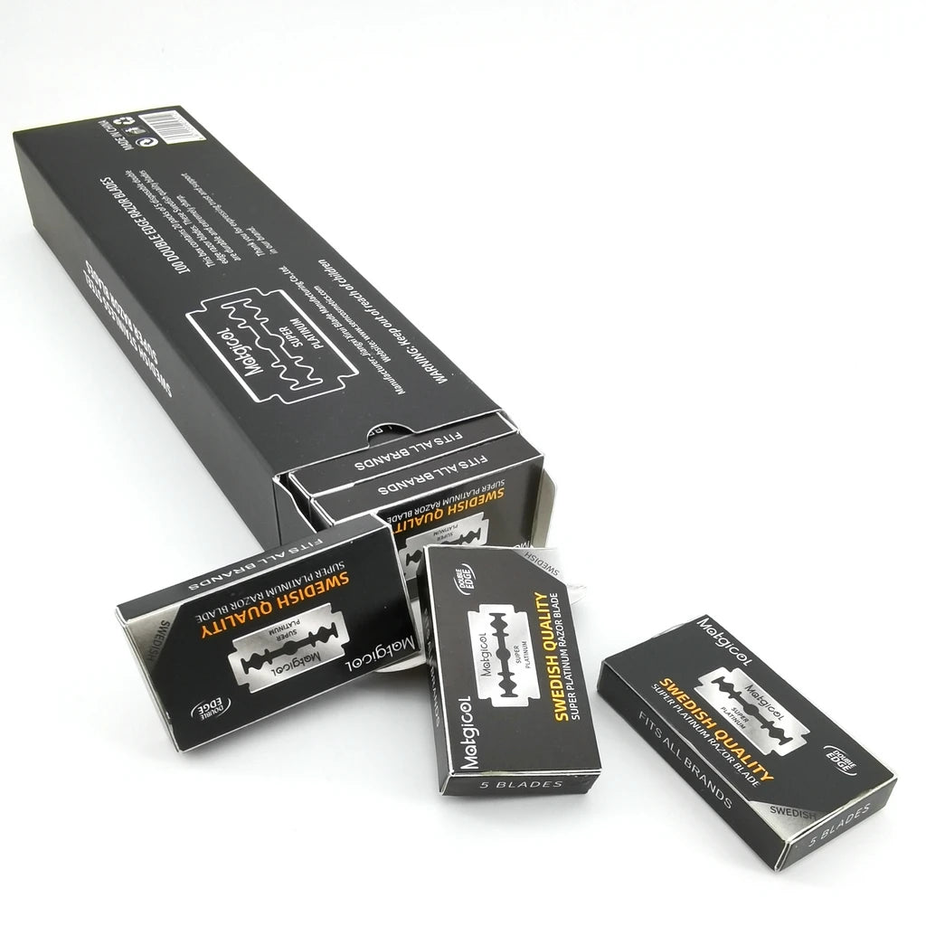 Pack of 100/50/30 Stainless Steel Double-Edge Razor Blades – For Folding Knife, Shaving & Hair Removal