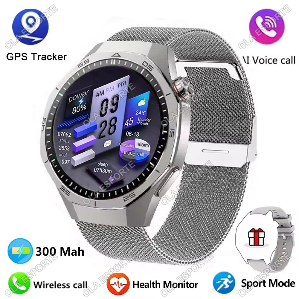 HD AMOLED Smartwatch für Herren mit Bluetooth-Anruffunktion, Herzfrequenzmesser & GPS-Bewegungsverfolgung – Wasserdicht, für Android & iOS (2025)