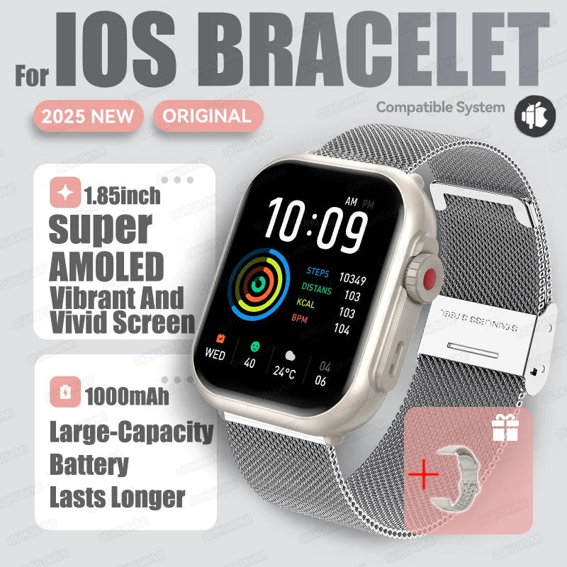 1,85" HD AMOLED Smartwatch med Bluetooth-opkald – IP68 Vandtæt Full Touch Sportsur til Mænd og Kvinder (2025)