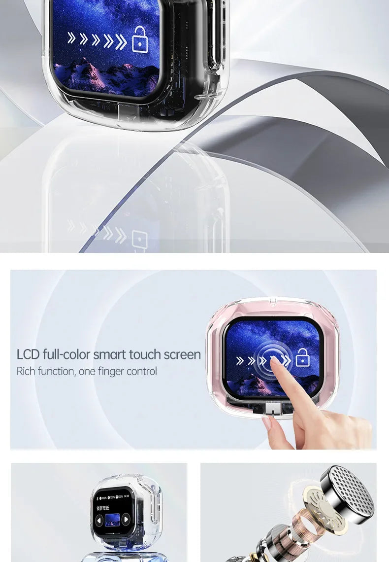 True Wireless Bluetooth 5.4 Earbuds – ANC Noise-Cancelling, HD Stereo Bass, Gamer Headset with LED Touch Control