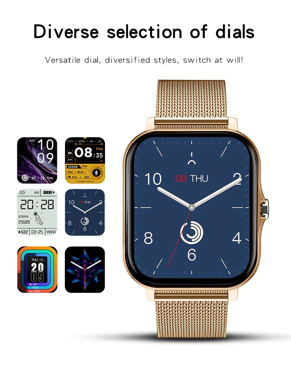 Smartwatch med trådløse opkald og digital skærm – Silikonerem og design i rustfrit stål