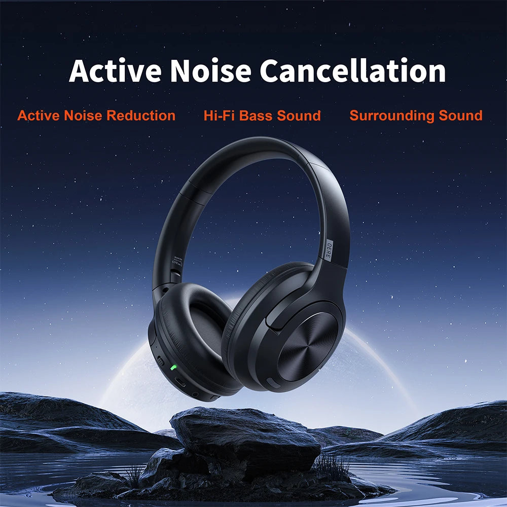 QERE E80 Kabellose Over-Ear-Kopfhörer – Bluetooth 5.3, ANC-Geräuschunterdrückung, Hi-Res Audio, 70 Std. Wiedergabezeit, 40-mm-Treiber