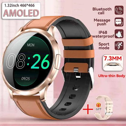 1,32" ultratyndt AMOLED-smartwatch til kvinder med Bluetooth-opkald – Brugerdefinerede urskiver, aktivitetsmåler, luksusdesign