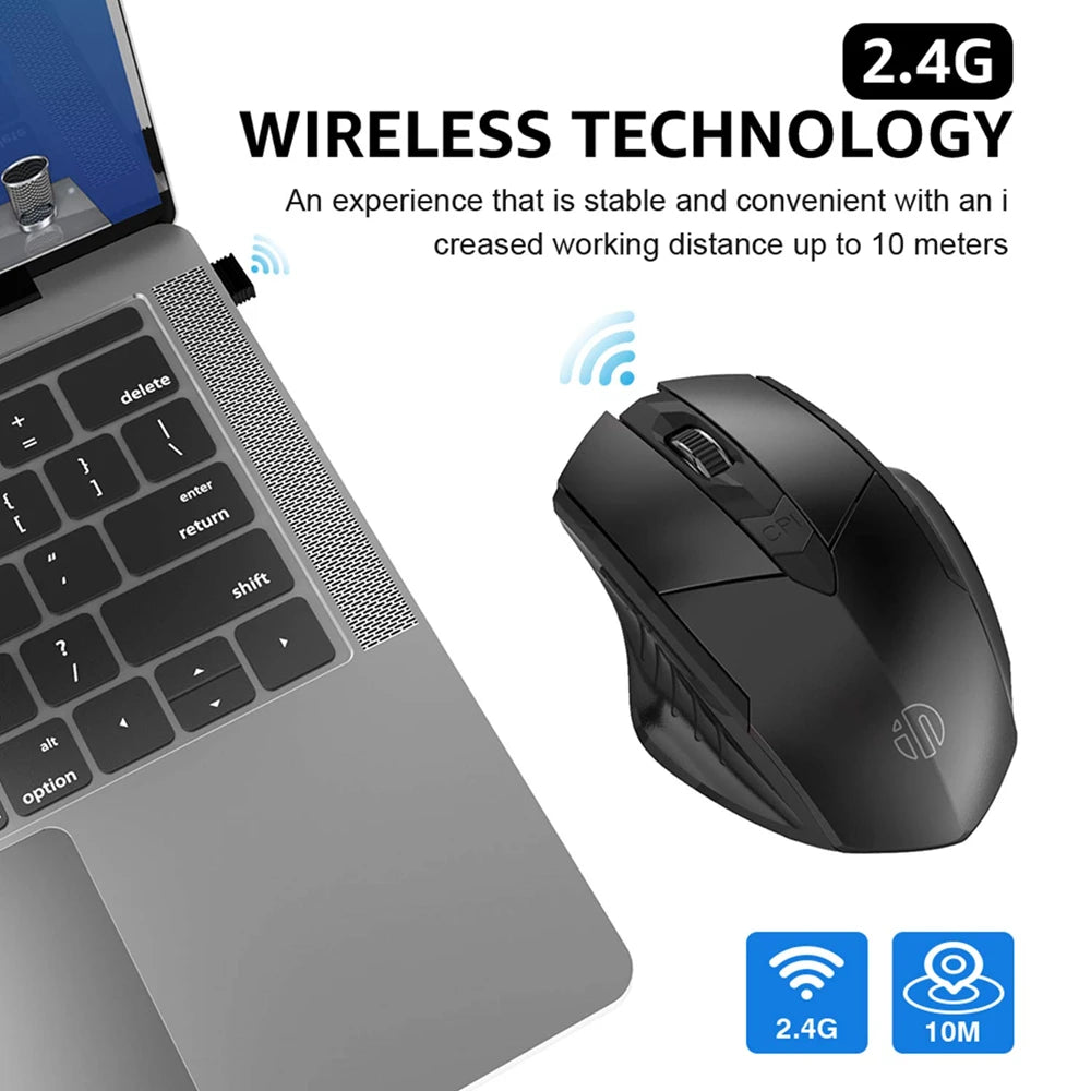 Tri-Mode Wireless Mouse (Bluetooth 5.0/4.0 + 2.4G) – Rechargeable, Silent Click, Adjustable DPI (1000–1600)