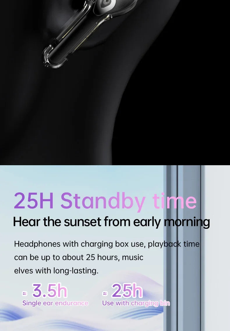 True Wireless Bluetooth 5.4 Earbuds – ANC Noise-Cancelling, HD Stereo Bass, Gamer Headset with LED Touch Control