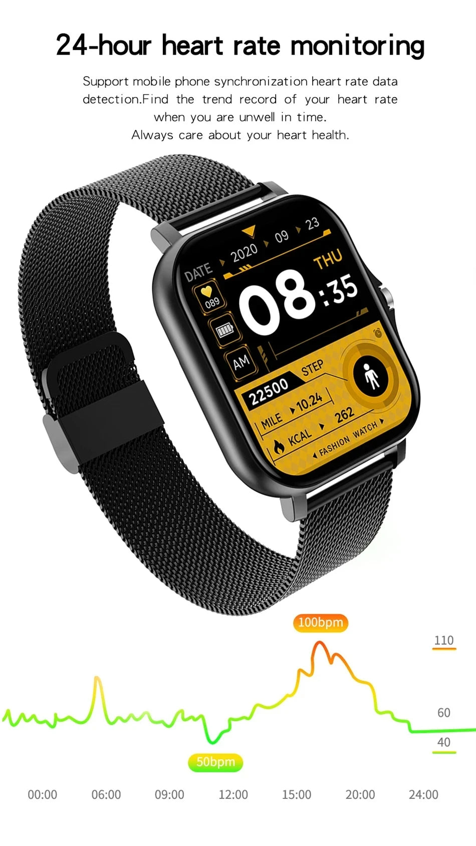 1,83" HD Smartwatch med Bluetooth-opkald og notifikationer – Sportstilstande, musikstyring, til Android og iOS (Unisexgave)