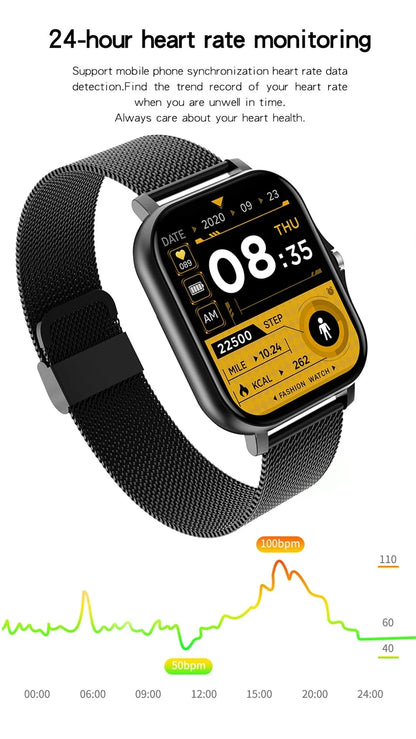 1,83" HD Smartwatch med Bluetooth-opkald og notifikationer – Sportstilstande, musikstyring, til Android og iOS (Unisexgave)
