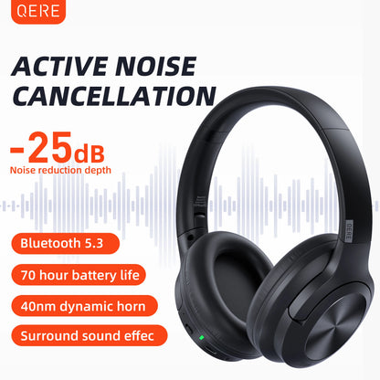 QERE E80 Kabellose Over-Ear-Kopfhörer – Bluetooth 5.3, ANC-Geräuschunterdrückung, Hi-Res Audio, 70 Std. Wiedergabezeit, 40-mm-Treiber
