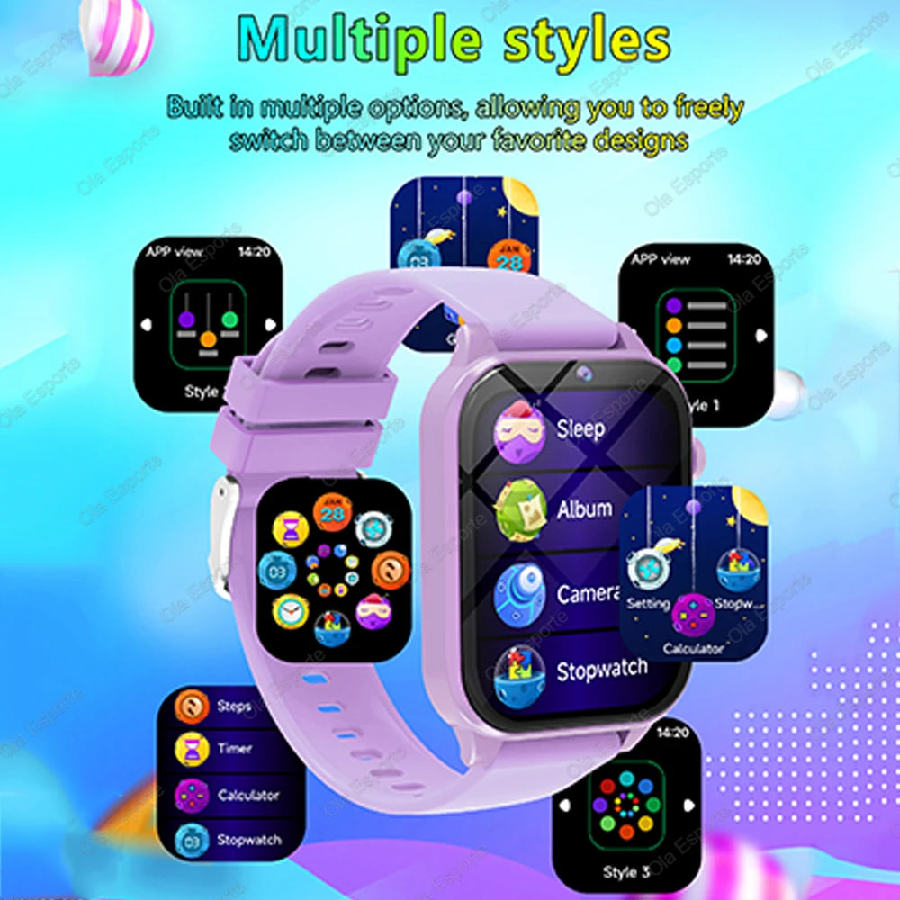 Kinder-Smartwatch mit 1,83"-Display, Kamera und 18 Spielen
