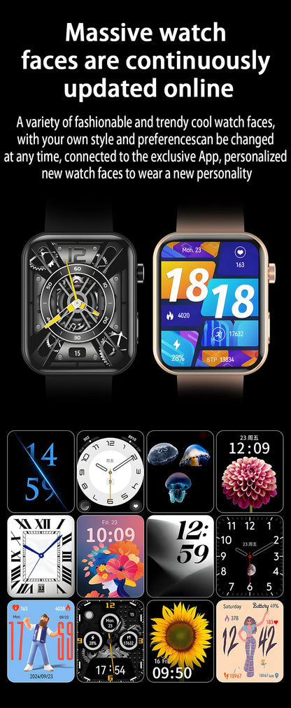 Smartwatch 2025 für Damen und Herren – Kamera, Videoaufzeichnung, Gesundheits- und Fitness-Tracker, wasserdicht, Bluetooth-Anruf
