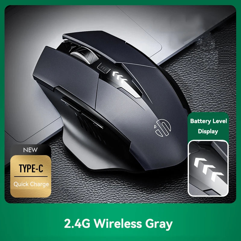 Tri-Mode Wireless Mouse (Bluetooth 5.0/4.0 + 2.4G) – Rechargeable, Silent Click, Adjustable DPI (1000–1600)