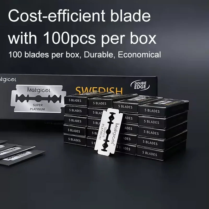 Pack of 100/50/30 Stainless Steel Double-Edge Razor Blades – For Folding Knife, Shaving & Hair Removal
