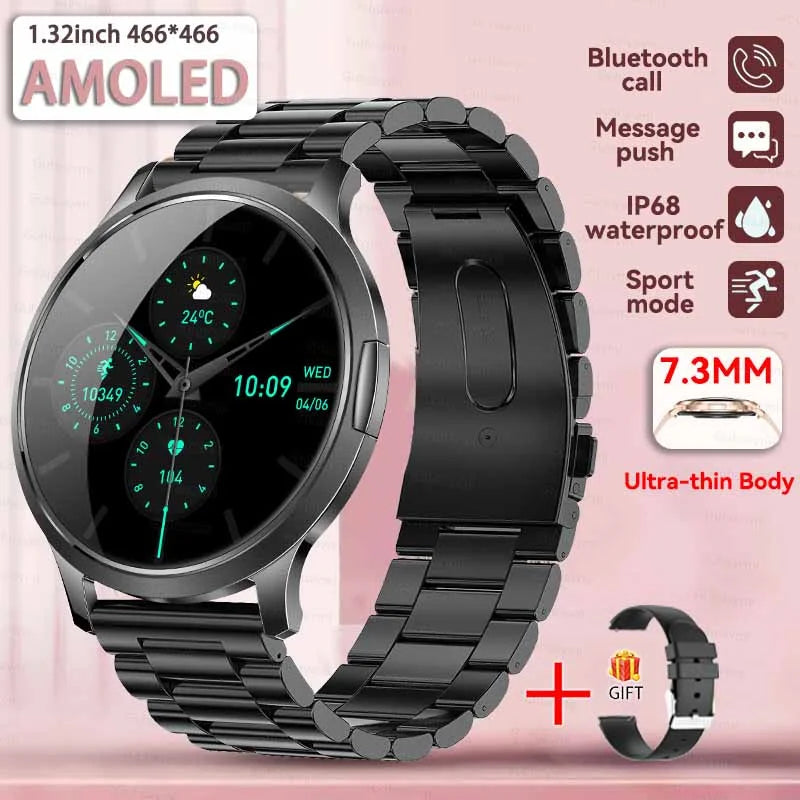 1,32" ultratyndt AMOLED-smartwatch til kvinder med Bluetooth-opkald – Brugerdefinerede urskiver, aktivitetsmåler, luksusdesign
