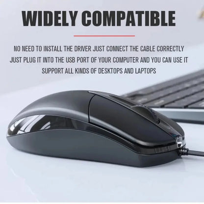 USB Wired Optical Mouse – 1200 DPI, Ergonomic Design, Plug & Play for PC & Laptop