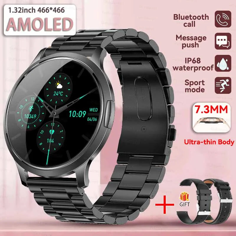 1,32" ultratyndt AMOLED-smartwatch til kvinder med Bluetooth-opkald – Brugerdefinerede urskiver, aktivitetsmåler, luksusdesign