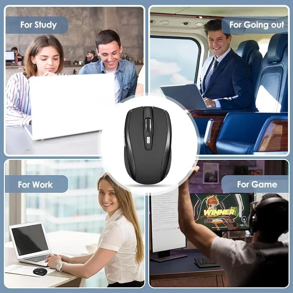 Kabellose 2,4G ergonomische Maus – wiederaufladbar, einstellbare DPI bis zu 1600, tragbar für Laptop & MacBook