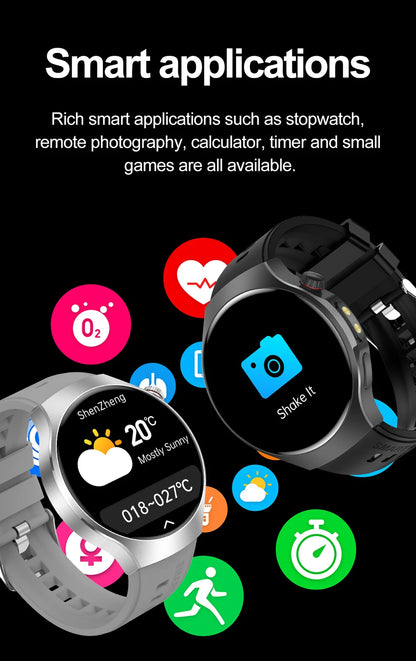 Herren-Smartwatch mit Full Touch, Bluetooth-Anrufen, Kompass und Taschenlampe – Fitness-Tracker und Herzfrequenzmesser, wasserdicht