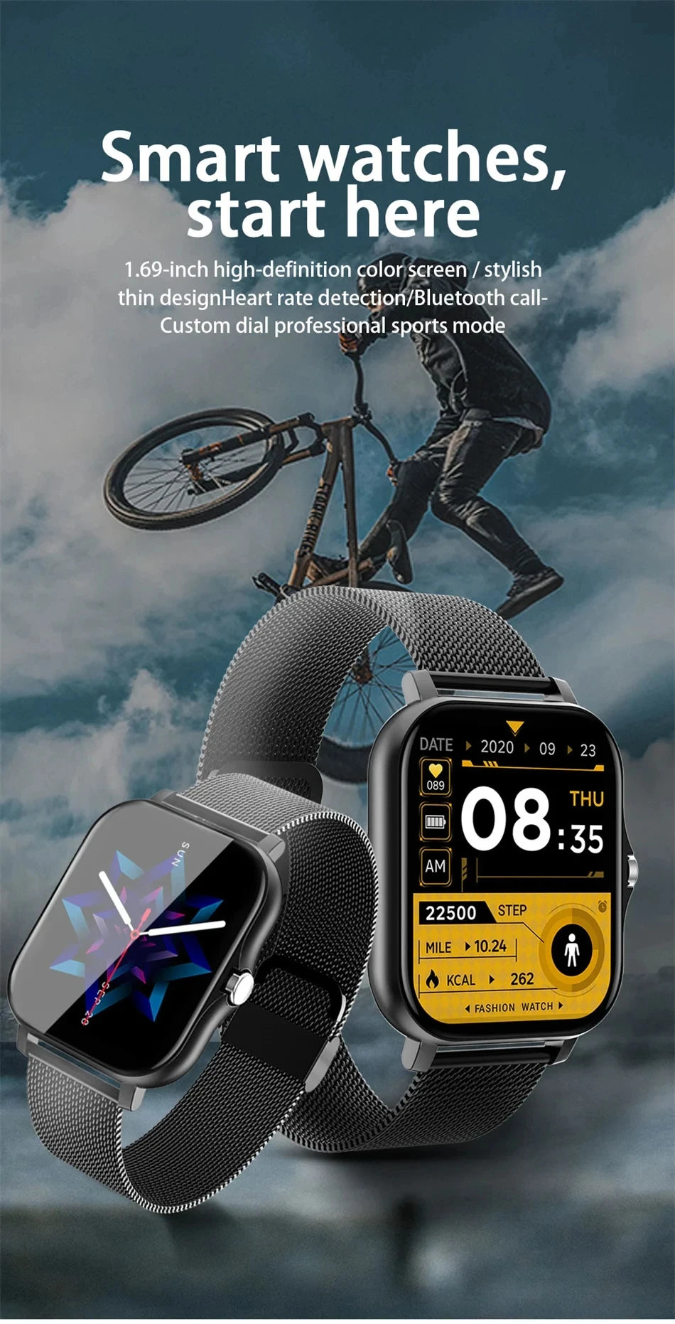 1,83" HD Smartwatch med Bluetooth-opkald og notifikationer – Sportstilstande, musikstyring, til Android og iOS (Unisexgave)