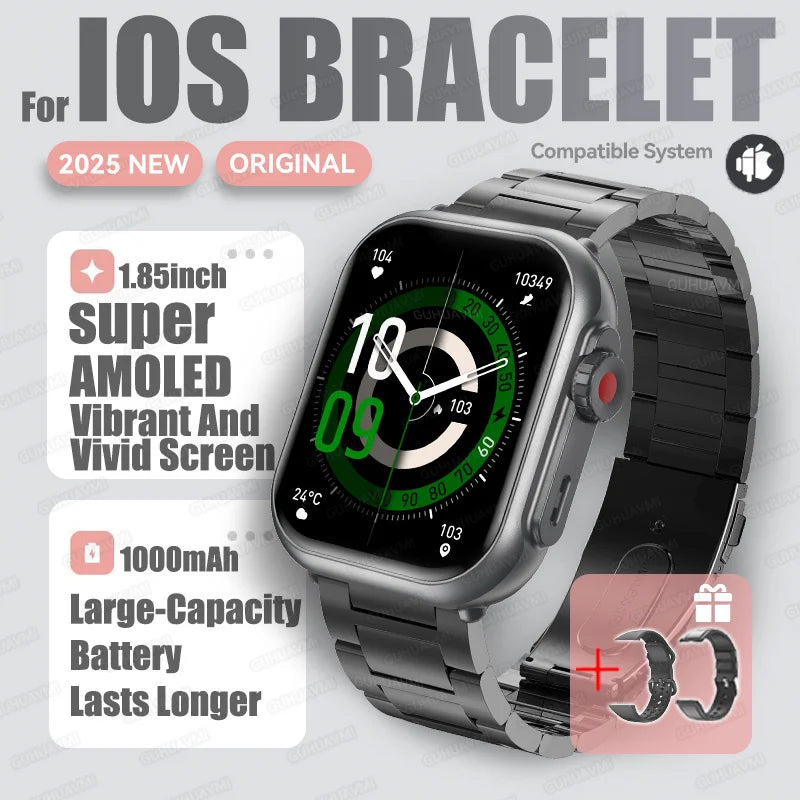 1,85" HD AMOLED Smartwatch med Bluetooth-opkald – IP68 Vandtæt Full Touch Sportsur til Mænd og Kvinder (2025)