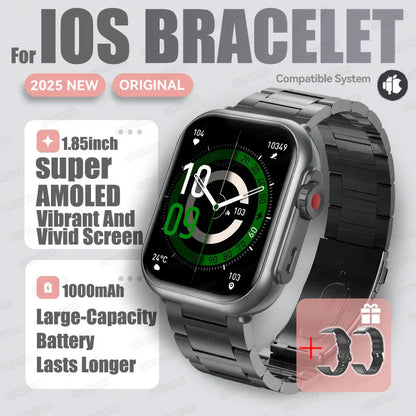 1,85" HD AMOLED Smartwatch med Bluetooth-opkald – IP68 Vandtæt Full Touch Sportsur til Mænd og Kvinder (2025)
