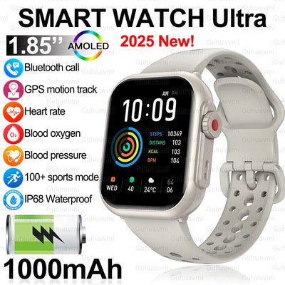 1,85" HD AMOLED Smartwatch med Bluetooth-opkald – IP68 Vandtæt Full Touch Sportsur til Mænd og Kvinder (2025)