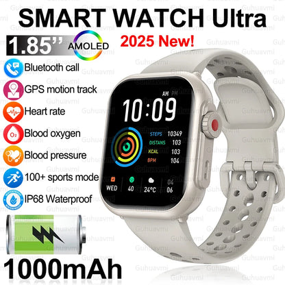 1,85" HD AMOLED Smartwatch med Bluetooth-opkald – IP68 Vandtæt Full Touch Sportsur til Mænd og Kvinder (2025)