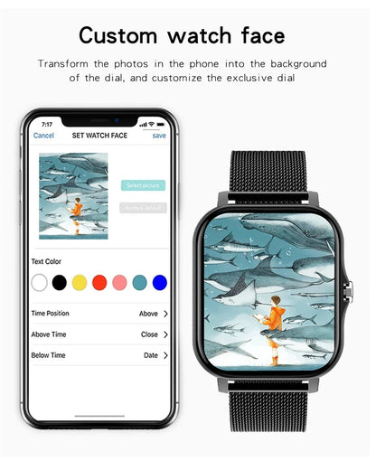 1,83" HD Smartwatch med Bluetooth-opkald og notifikationer – Sportstilstande, musikstyring, til Android og iOS (Unisexgave)
