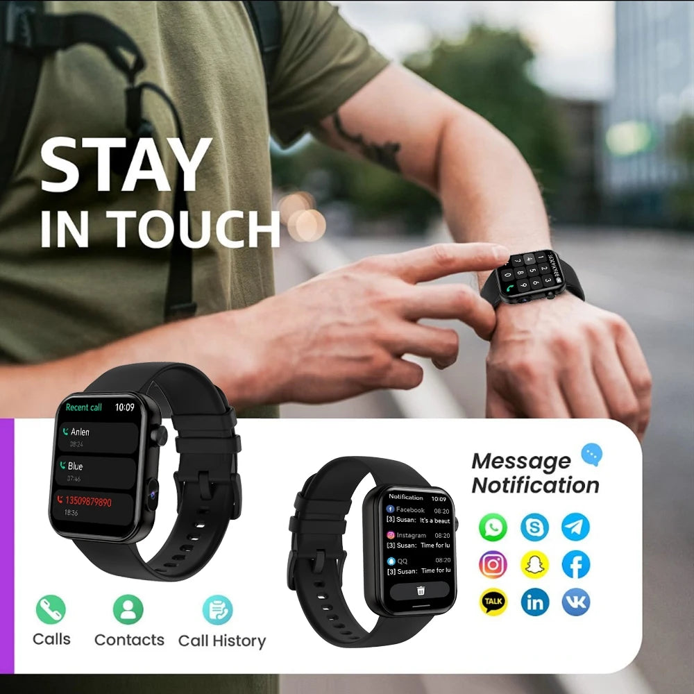 Smartwatch 2025 für Damen und Herren – Kamera, Videoaufzeichnung, Gesundheits- und Fitness-Tracker, wasserdicht, Bluetooth-Anruf